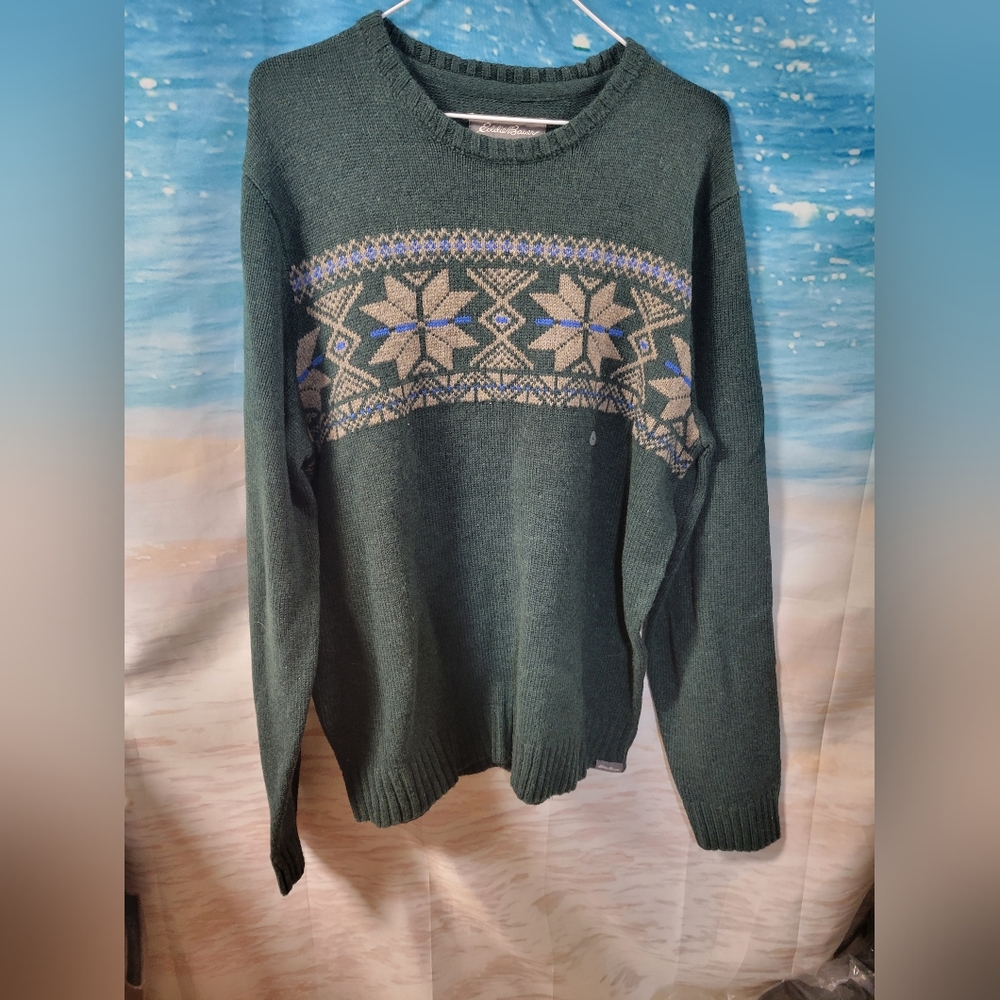 Eddie Bauer NWT Wool‎ Blend Sweater Snow Bridge Crew Size Large